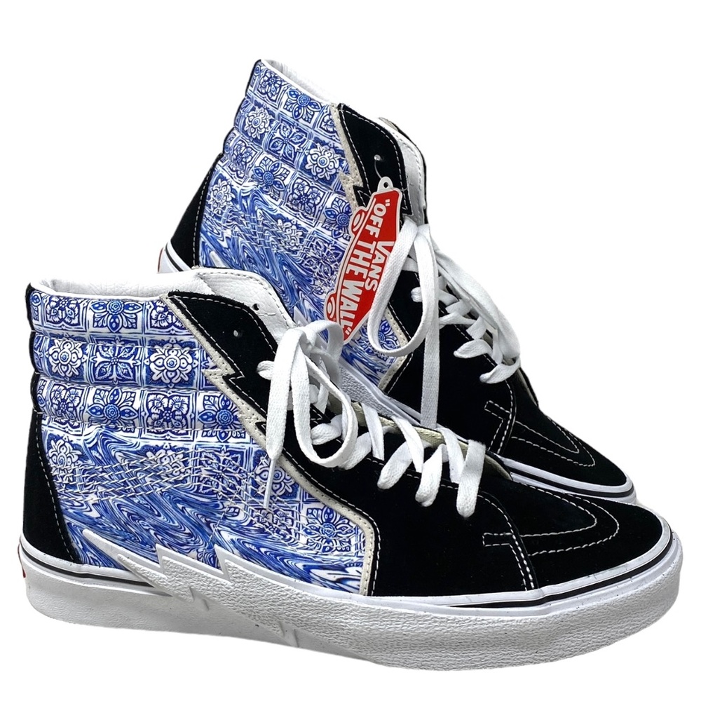 VANS Sk8-Hi Bolt Shoes Men's Black Blue Suede Canvas Sneakers Skate VN0A5JIVBLK